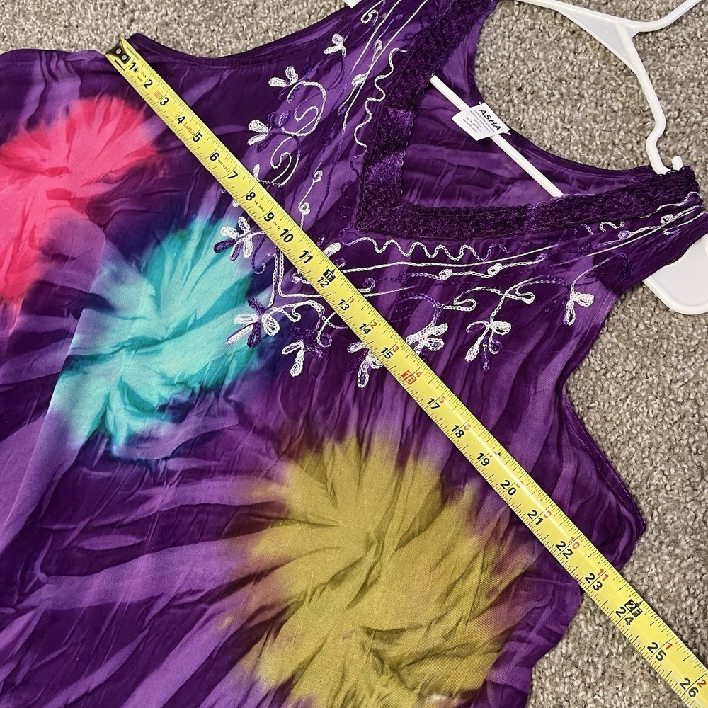 Asha Sleeveless Tie Dye Dress Women's OS Rayon Blend Boho Hippie Flowy Beachy - Picture 7 of 7